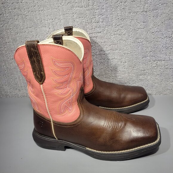 Ariat Anthem Shortie Myra Women’s Size US 10B Brown Pink Leather Cowboy Boots. - Picture 9 of 12